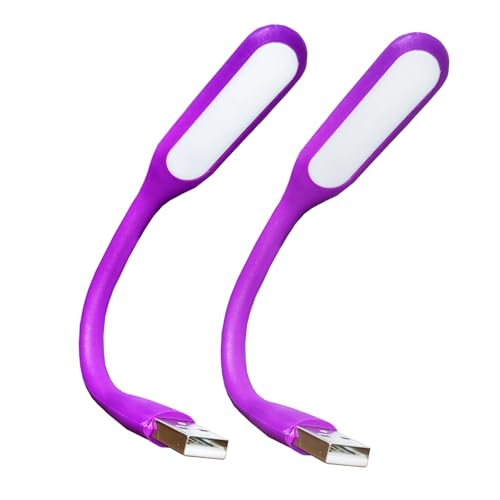 Mini Flexible Light, Portable USB Led Reading Night Lamp for PC Laptop Computer Notebook Power Bank - 2 Pack (Purple) - color: Purple
