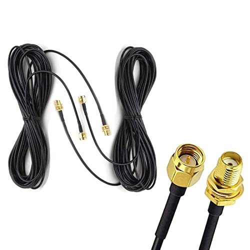 33ft WiFi Antenna Extension Cable RG174 RF SMA Male to SMA Female Coaxial Cable Low Loss Gold Plated Pigtail for Wireless LAN Router Bridge External Antenna Equipment 2pack - style: 33ft-Pack of 2