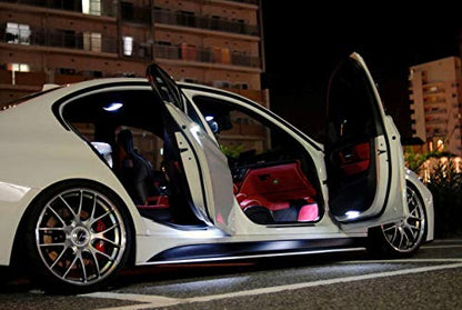 iJDMTOY Error Free 18-SMD Xenon White Full LED Footwell Step Courtesy Lights Compatible with BMW Fxx Chassis Code 1 2 3 4 5 7 Series X1 X3 X5 X6 etc., OEM Replacement 2-LED Lamp - style: White