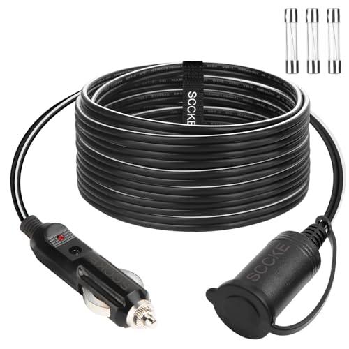 14AWG Premium Pure Copper 12V 24V Car Cigarette Lighter Socket Extension Cord, 12ft / 3.66m 14 AWG Cable Wire for Car Inverter Air Pump Electric Cup car Refrigerator etc
