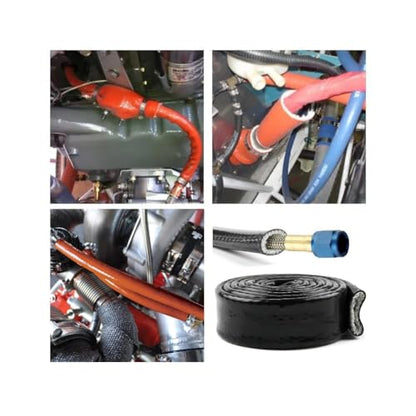 YSIL 5/8" ID 10FT Heat Shielded Fire Thermo Armor Fire Sleeve Black - size: 5/8"(16mm)