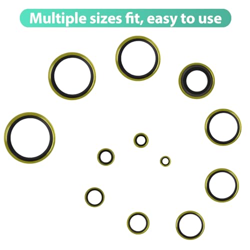 XBVV 378 Pcs NBR Metal Bonded Sealing Washer Assortment Kit M6 M8 M10 M12 M14 M16 M18 M20 M22 M24 M27 M30 Automotive Self-Centred Seal Gasket Repair Set