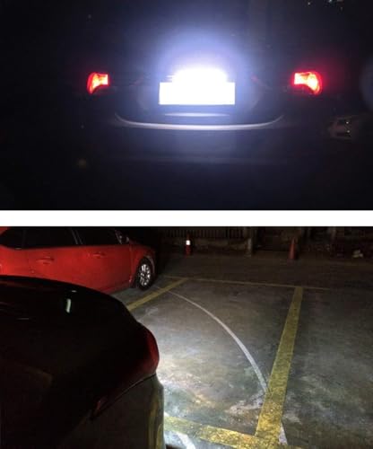 iJDMTOY 35-074-White License Plate Frame Mount 12V 24-SMD High Power Xenon White LED Rear Backup Reverse Light Kit Compatible With Car SUV Truck VAN RV
