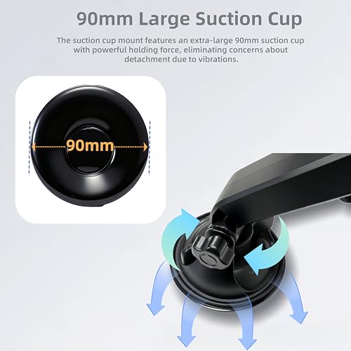 Carplay Screen Mount, Upgrade 90mm Larger Suction Cup Mount 360° Flexible Windshield Dashboard Bracket for 7" 9" 10.26" Inch Car Play Screen Replacement Mount