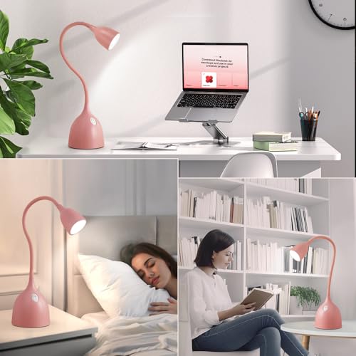 EJIAXIN Desk Lamp for College Dorm Room - LED Reading Light, Pink - color: Pink