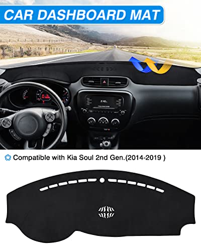 CARTIST Dashboard Cover Compatible with Kia Soul 2014-2019 Accessories Dash Cover Mat Non-Slip Pad Carpet Anti-Glare - size: Kia Soul 2014-2019
