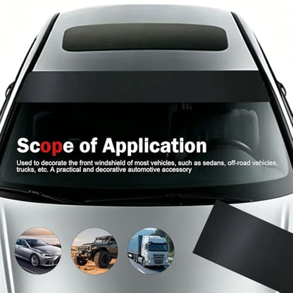 5% VLT Windshield Sun Visor Tint Film, 2 Pack 59x7.87 Inch Sun Shade Strip, Heat UV Block Anti Glare Light Reduction Auto Window Accessory (Black #B)