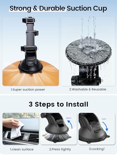OHLPRO Magnetic Tablet Holder for Car Dashboard & Windshield, Adjustable Suction Cup Mount with Extendable Arm, 360° Rotation, Washable Base, Compatible with iPad, for Magsafe iPhones, Tablets - size: Fit for tabs/phones
