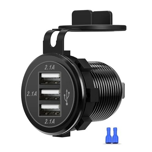 12V USB Outlet, 3 Port Car Charger Socket for Boat Marine RV Truck Golf - color: 1-Pack