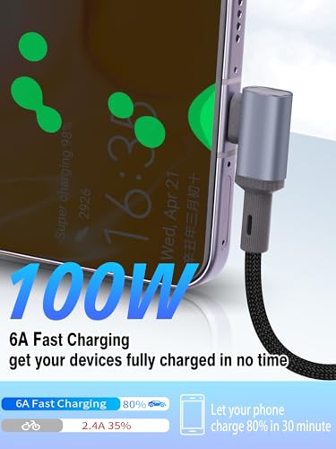 YACSEJAO 100W Short 90 Degree USB C to USB C Cable 5.9inch - style: Straight to Side Angle