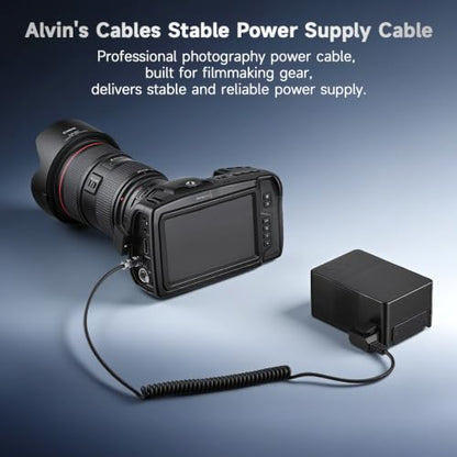 Alvin's Cables Dtap to BMPCC 6K 4K Coiled Power Cable for Blackmagic Pocket Cinema Camera 4K| 6K| pro V Mount Battery, Weipu 2 Pin Female to D Tap - color: Coiled