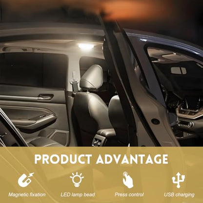 Car Interior Ceiling Roof Light, Magnetic Wireless Dome Map Lamp 10 LEDs Bright Reading Lights, Universal USB Rechargeable Dome Light Fixture for RV Camper Trailer Boat (Black) - color: Black
