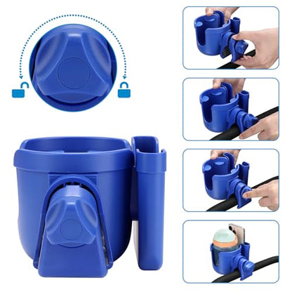 Accmor Stroller Cup Holder with Phone Holder, Bike Cup Holder, Universal Cup Holder for Uppababy Nuna Strollers, 2-in-1 Drinks Holder for Walker, Wheelchair, Scooter - color: All Dark Blue & All Dark Blue