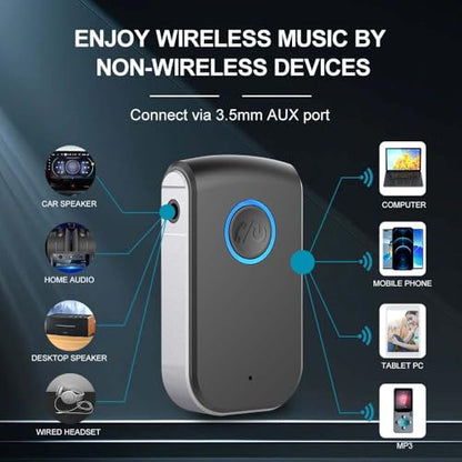 Bluetooth AUX Adapter for Car,3.5mm Wireless Receiver AUX Bluetooth Car Adapter,Hands-Free Call for Cars, Speakers, Stereo Systems and Headphones