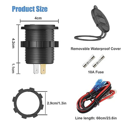 Hapytrip 12V USB C Car Charger Socket, 38W PD 3.0 & QC 3.0 Car USB Port, Waterproof 12 Volt USB Outlet with Power Switch Voltmeter for Car Marine Truck RV - color: Plastic