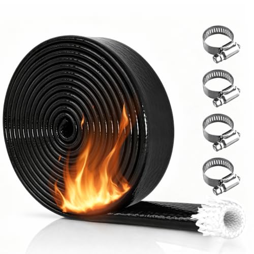 Silicone Fuel Line & Wire Heat Shield Sleeve for Automotive, 3/8"I.D. x 5FT - size: 3/8" I.D. x 5FT