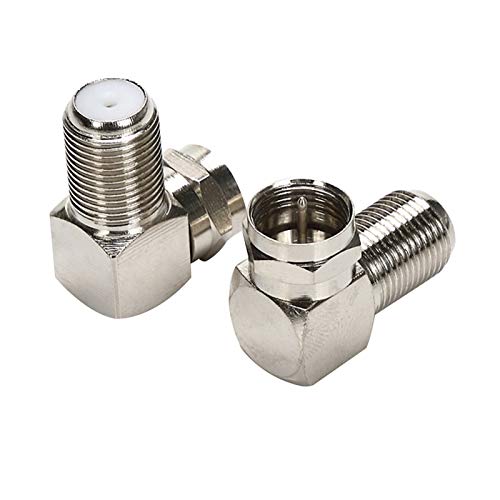 F Type Right Angle 90 Degree Male to Female Cable Connector Coax Adapter Pack of 2