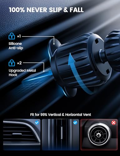 Lamicall 15W for MagSafe Car Mount Charger Vent Dashboard 360° for iPhone - color: Black
