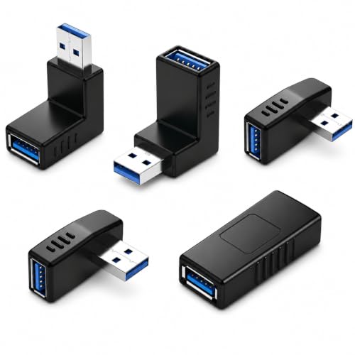 USB 3.0 Adapter Kit 90 Degree Up Down Left Right Angle Female Coupler 5Pcs - style: usb adapter up down left right coupler