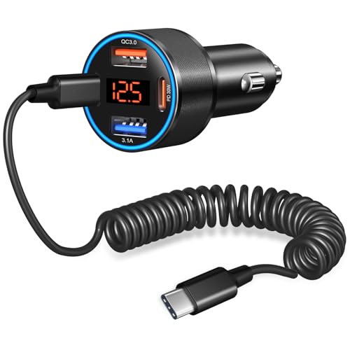 Car Charger USB C, 65W Multi Port Dual 12V Cigarette Lighter USB Charger - color: Black, size: 1-Pack