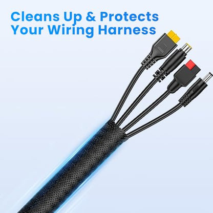 3/8" 30ft Black Expandable Braided Cable Sleeve PET - size: 3/8"-30ft