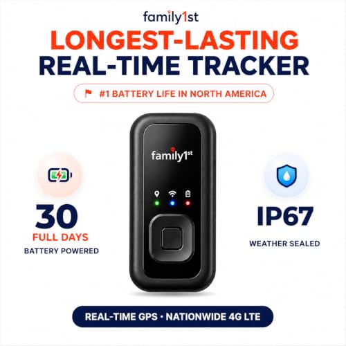 Family1st Portable Automobile GPS Trackers for Vehicles, Cars, Loved Ones, Real Time Tracking App, Up to 30 Days Battery Life, Hidden Tracking for Theft Protection & Subscription Needed.