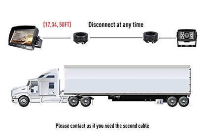 ZEROXCLUB HD Wired Backup Camera System Kit, Sharp CCD Chip, 100% Not Wash Up, IP69 Waterproof Rear View Camera + 7’’ LCD Monitor Reversing for Truck/Semi-Trailer/Box Trucks/RV (ERY01)
