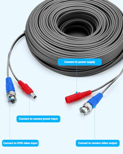 OOSSXX 4 Pack 30M/100ft All-in-One BNC Extension Video Power Cables - size: G-100Feet x 4