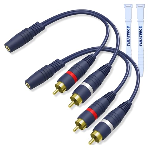 3.5mm to RCA Splitter Cable, RCA y Cable Adapter Splitter Cables 1 Female to 2 Male Cinch Cable for Subwoofer, Speaker, AMP, Turntable, Home Theater(3.5mm to RCA Audio Cable, 2Pack) - size: 3.5 Female to 2 Male