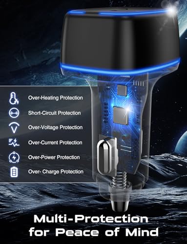USB C Car Charger, 3 Port PD Super Mini Cigarette Lighter Adapter, 2Pack USB-C & A Fast Car Charging for iPhone 16/15 Pro Max, Galaxy S25/S24, iPad, Pixel, Android Phones,Travel Essentials for Men - color: Black