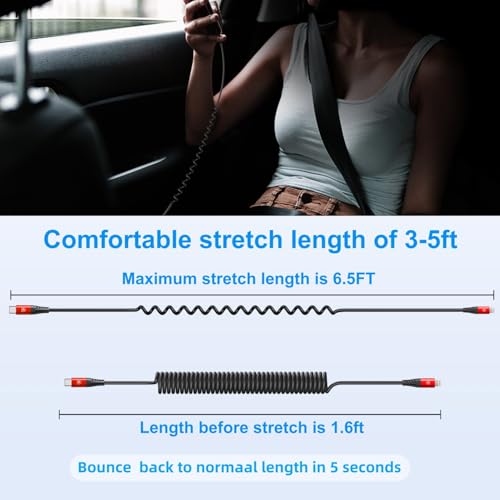 USB C to Lightning Cable 6FT 2Pack, Coil iPhone Charger USB C Fast Charging - color: Red, size: 6FT, style: Usb C to Lightning