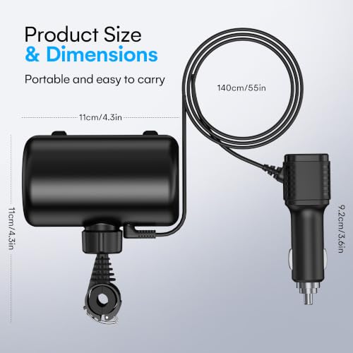 SUPERLIT 3-in-1 Backseat Retractable Car Charger Station – Universal Fast Charging Box for iPhone, Samsung, Android – Mount to Headrest – Ideal for Uber, Lyft, Turo, Rideshare Drivers with Tip Sign