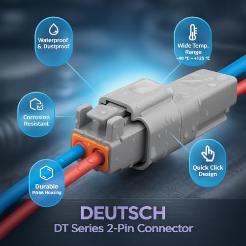 JRready ST6327-202 Deutsch DT Connector 2 Pin 8 Sets, Size 16 Contacts - size: 2-Pin (8 Pairs)
