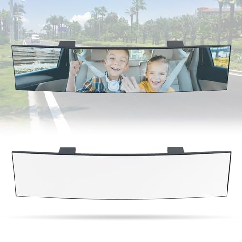 Rear View Mirror for Car,11.8" Convex Panoramic Wide Angel View Mirrors Extender,Universal Clip on Interior Rearview Mirror for Truck Car and SUV (White) - color: White, size: 11.8" Square Corner