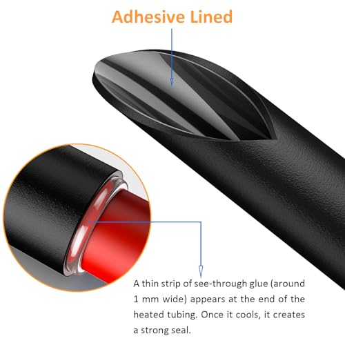 Heat Shrink Tubing Kit 355pcs Shrink Wrap Tube Waterproof Connectors - size: 355pcs Black