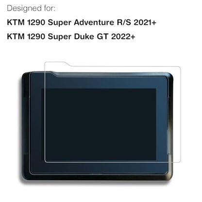 Tempered Glass Screen Protector for (2021-2025) KTM 1290 Super Adventure R/S, (2022-2025) KTM Super Duke GT Motorcycle 7-Inch Instrument Screen 9H Anti Scratch (HD Clear) - color: KTM 1290 Super Adventure R/S (2021+) - 7" - HD Clear