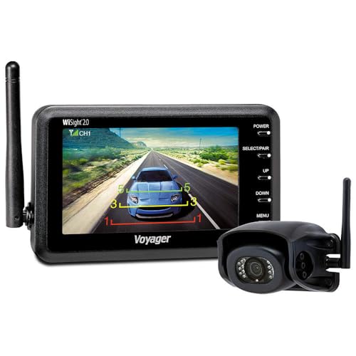Voyager WVSXP43 Wireless Camera System for Prewire Prep, Black; System Includes (1) WVSXC43 4.3" Wireless LCD Monitor, (1) WVSXC160 Wireless Rear Camera, 12VDC Plug and Suction Cup Mount