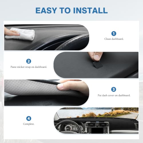 FIILINES Dash Cover for 2010-2024 Toyota 4Runner, Dashboard Mat Exact Fit for 4Runner Interior Accessories Dashboard Pad Carpet Dash Mat Sunshade Non-Slip Polyester Protector No Glare Black - size: For 4Runner 2010-2024