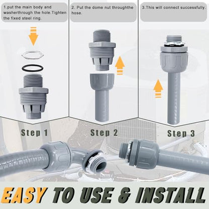 1 Inch 25 FT Non Metallic Liquid-Tight Conduit and Connector Kit - Includes 5 Straight and 4 Angle Fittings for Electrical Wiring - size: 1 Inch 25 Ft