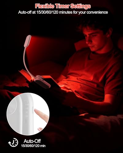 630nm Red Book Light for Reading at Night - Zero Blue Light, Dimmable Reading Lights for Books in Bed, LED Book Lamp Clip on, Gift for Students Parents Nurse Studying Travel (1 Pack) - size: White-1 Pack