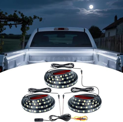 Truck Bed Lights - 3PCS 60" 270 LED Bed Light Strip Kit, Waterproof with On/Off Switch & Splitter, 6000K Cool White LED Lights for Pickup Truck, SUV, RV, Boat - color: 3PCS truck bed lights （White）