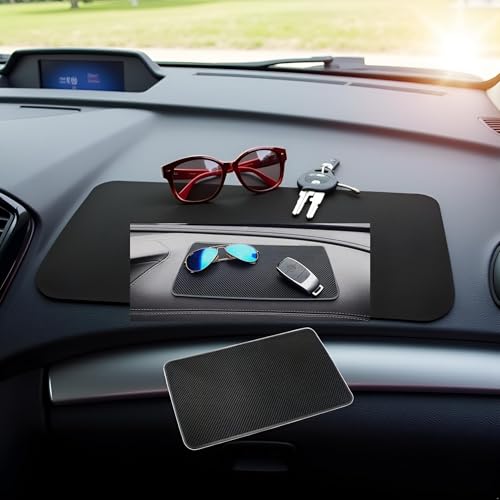 Car Dashboard Anti-Slip Mat, 10.6" x 5.9" Universal PVC Sticky Adhesive Pad for Auto, Multifunctional Vehicle Dash Strong Gripping Pad for Cell Phones Sunglasses Keys Coins Cell Phone Automobile Pads