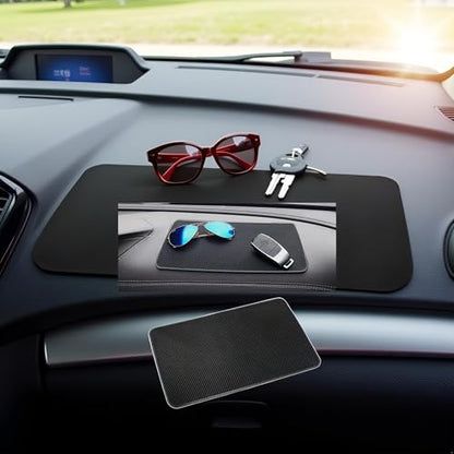Car Dashboard Anti-Slip Mat, 10.6" x 5.9" Universal PVC Sticky Adhesive Pad for Auto, Multifunctional Vehicle Dash Strong Gripping Pad for Cell Phones Sunglasses Keys Coins Cell Phone Automobile Pads