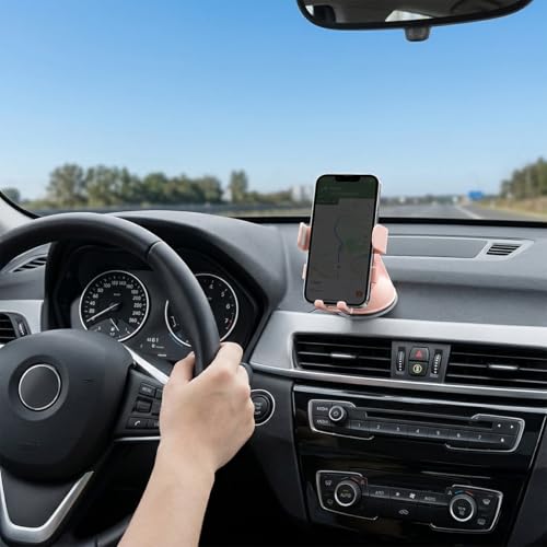 Zpana Car Phone Holder, 360° Adjustable Suction Cup Hands-Free Vehicle Windshield Dashboard Cell Phone Mount, Automotive Interior Smartphone Stand, Universal for SUV RV Truck (Pink) - color: Pink