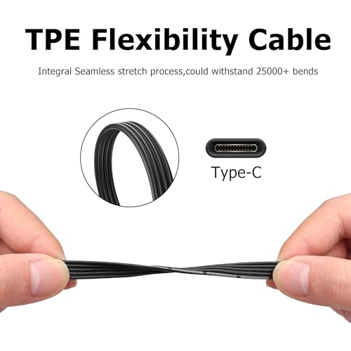 USB C Charger Cable 90 Degree USB C 2.0 Male to Female Cable Data Transfer 480Mbps.Flat Type C Charging Short Cable Suitable for Laptop,Mobile Phone,Tablet,Car Device 1ft