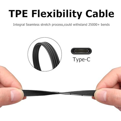 USB C Charger Cable 90 Degree USB C 2.0 Male to Female Cable Data Transfer 480Mbps.Flat Type C Charging Short Cable Suitable for Laptop,Mobile Phone,Tablet,Car Device 1ft