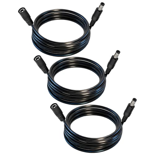 DC Power Extension Cable, 5.5mm x 2.5mm, 16.4FT, 3-Pack - color: Black 3pcs, size: 16.4ft