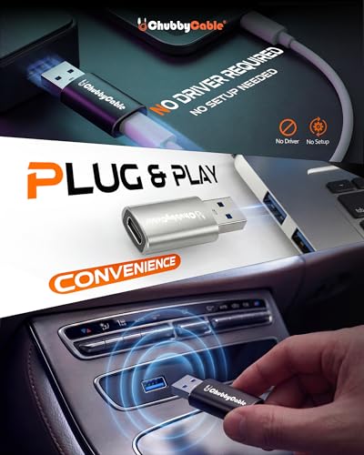 chubbycable USB to USB C Adapter USBC Female to A Male OTG Charger, 2 Pack