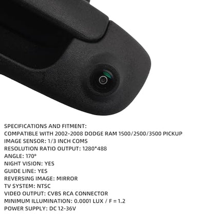 Dasbecan Tailgate Handle Camera Compatible with 2002-2008 Ram 1500-3500