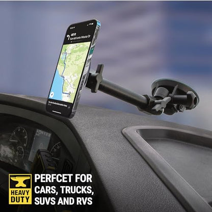 Scosche MP2WD2HD MagicMount™ Pro2 XL Heavy Duty, Strong Suction Cup Cell Phone Mount with Long Arm Windshield/Dashboard Phone Holder and Anti-Shake Stabilizer for iPhone, Android, Tablet, Car, Truck - size: Pro, style: MagSafe - Extendo Window / Dash Suct